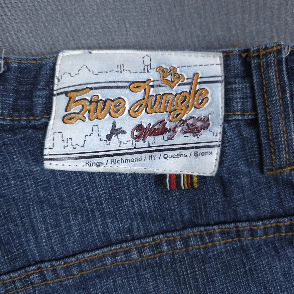 Vintage 5ive Jungle Jeans Mens 30 (Fits 29x28) Blue Wide Leg Baggy Denim Y2K